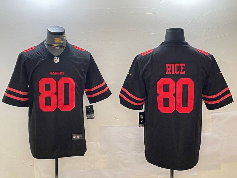 Men San Francisco 49ers #80 Rice Black Second generations 2024 Nike Limited NFL Jersey style 1->->